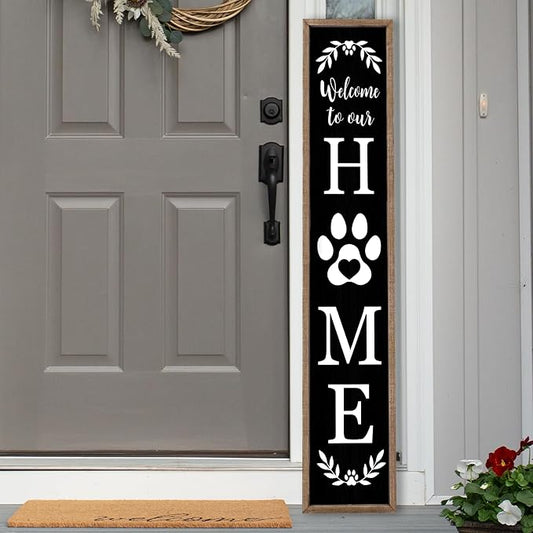 LuZhiQiang Front Porch for Welcome To Our Home Standing Sign 45"X9" Vertical by LuZhiQiang