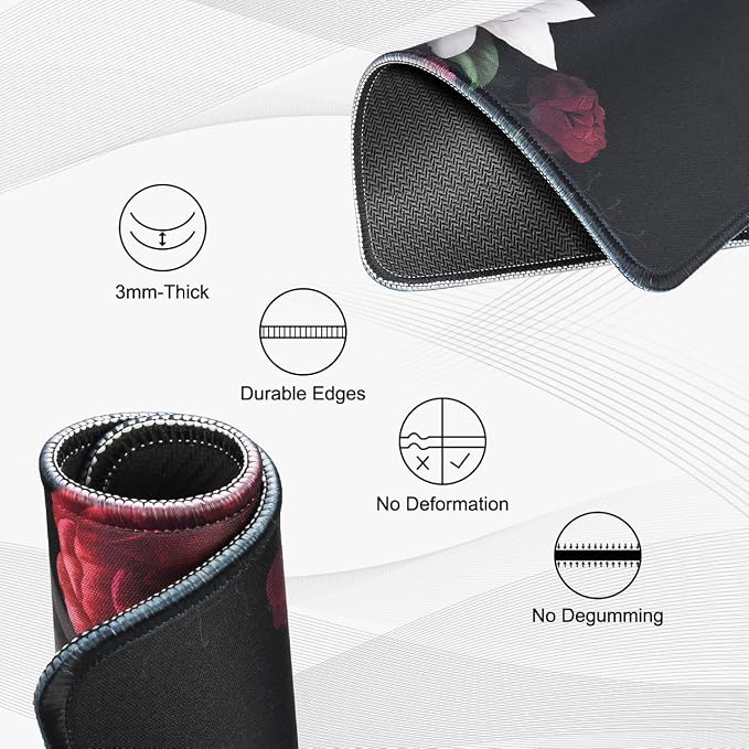 JIKIOU 3 Pack Mouse Pad with Stitched Edge, Portable Size-10.2x8.3in Peony | - Image 3