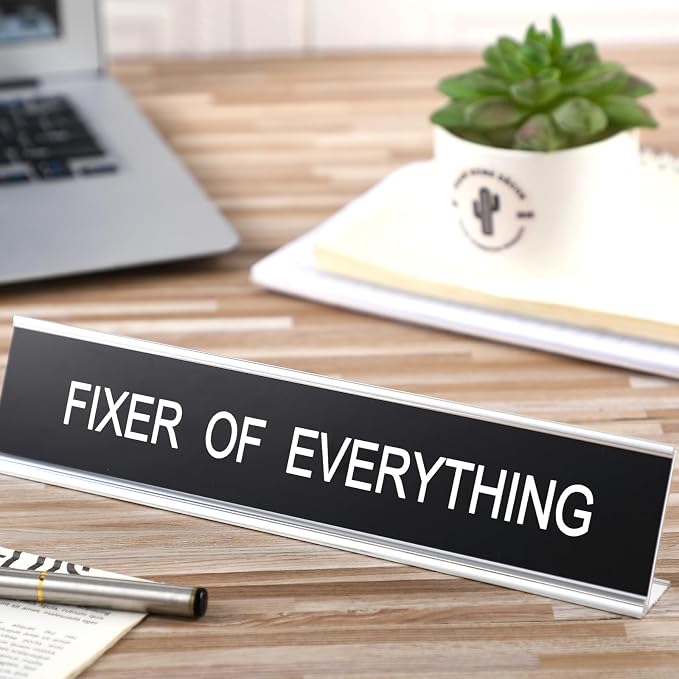 Menkxi Funny Desk Signs for Office, Novelty Nameplate Office Decor Black Desk - Image 2