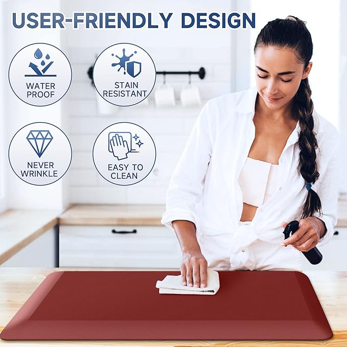 4/5 Inch Thick Kitchen Mats for Floor, StepRite Kitchen Rug for Standing Desk, Non-Slip, Thicker, Stain Resistant, Waterproof, Comfort Anti Fatigue Floor Mat for Home, Kitchen, Office - Red,32 * 20''-DeskLoop Office