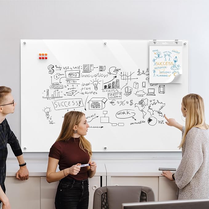 MaxGear 60" x 40" Glass Whiteboard Wall Mounted - Image 7