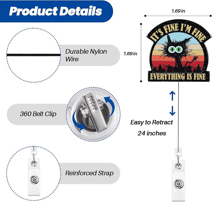 It's Fine I'm Fine Everything is Fine Funny Badge Reel, ID Badge Holder - Image 3