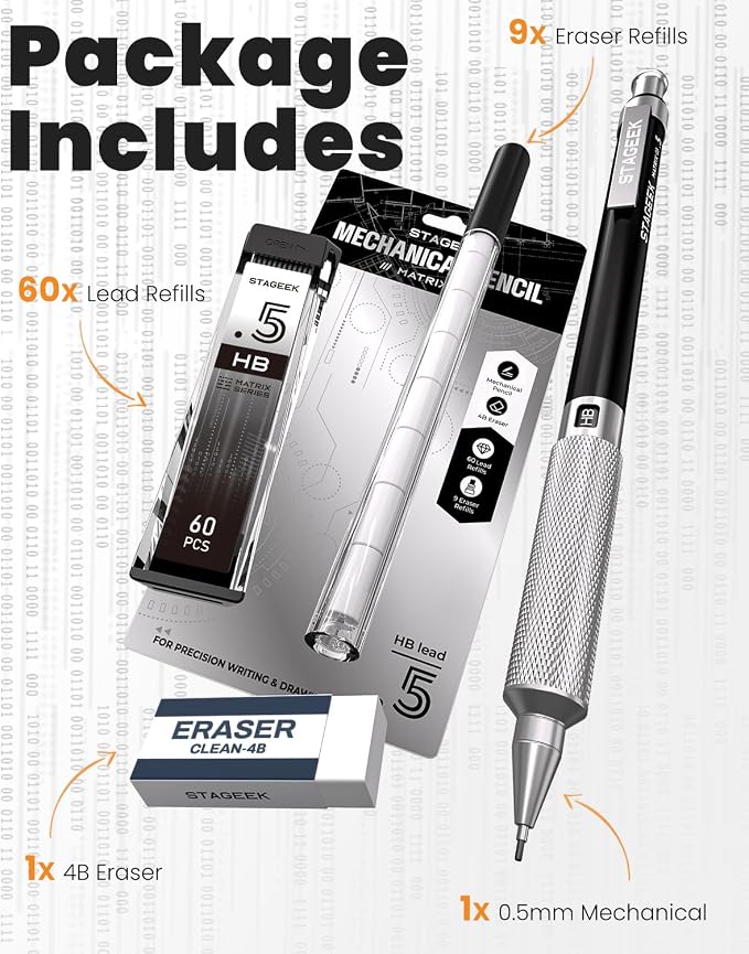 STAGEEK 0.5mm Mechanical Pencil, Metal Art & Drafting Pencil - Image 7