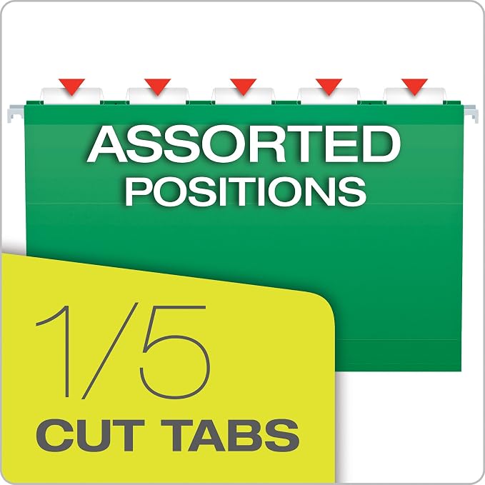 Pendaflex Reinforced Hanging Folders, Legal Size, Bright Green, 1/5 Cut - Image 4