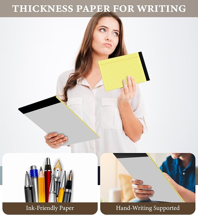 Legal Pads 8.5 x 11 Yellow Note Pads Wide Ruled, 12 Pack Yellow Notepad - Image 4