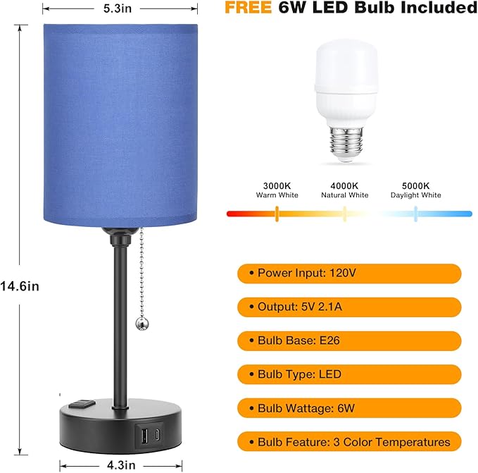 Blue Table Lamps 3 Color Temperatures - Image 4