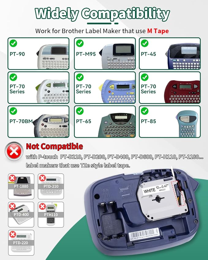 Anycolor 8-Pack M-K231 Label Tape Replacement - Image 2