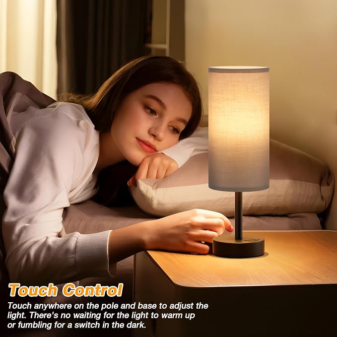 Dicoool Grey Touch Bedside Lamp - Image 2