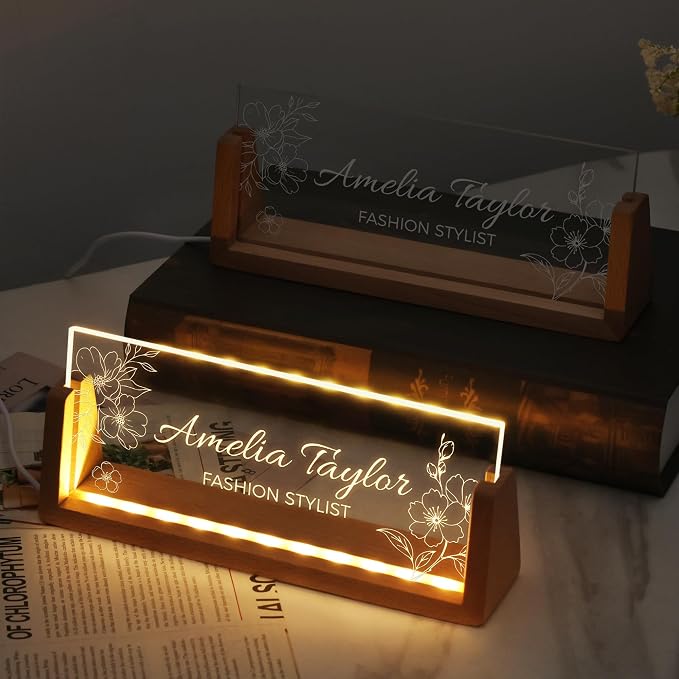 Custom Light Up Name Plate for Desk, Personalized LED Acrylic Name Sign - Image 2