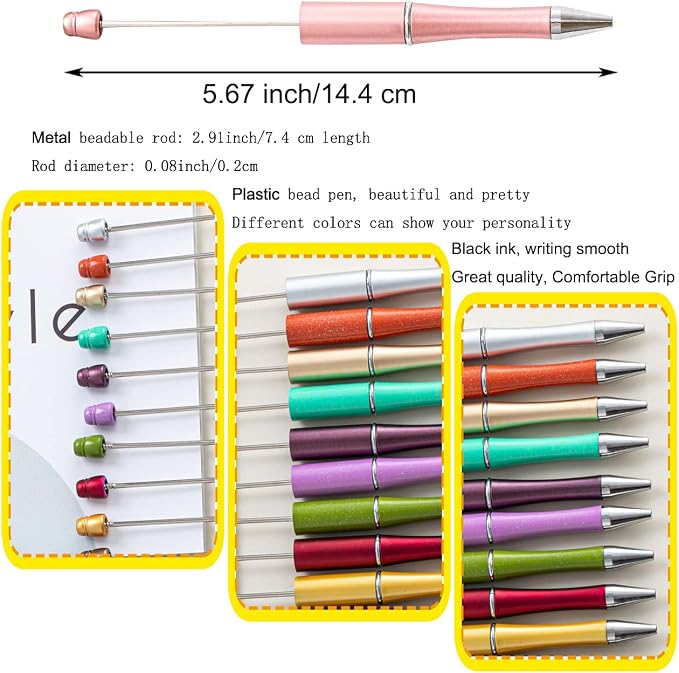 PASISIBICK 20 Colors Plastic Beadable Pens, 20 Pieces - Image 2