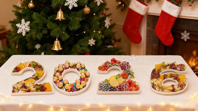 MRPAPA White Fillable Number 2026 Charcuterie Board Set, 2026 Number Serving - Image 4