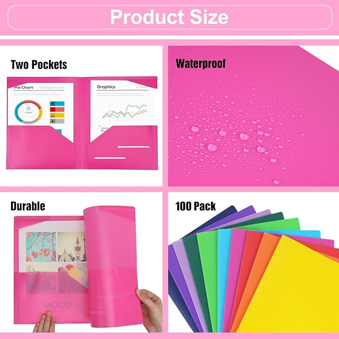 EOOUT 100pcs Plastic Folders - Image 4