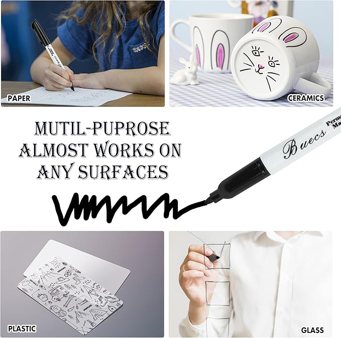 Permanent Markers, 80 Count Black Permanent Markers, Fine Point, Waterproof & Smear Proof Markers, Quick Drying, Office Supplies for School, Office, Home-DeskLoop Office