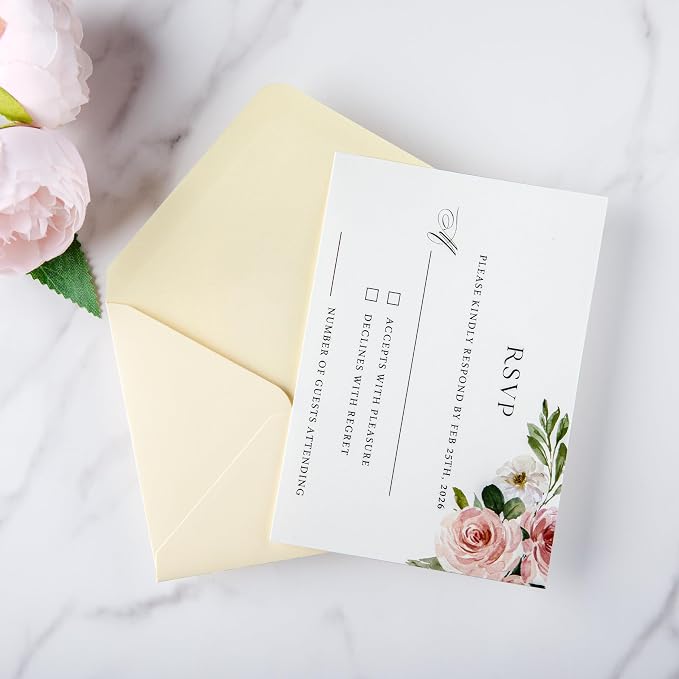 PONATIA 50 Pack A1 Envelopes, 3.62 x 5.12'' Cream Envelopes Perfect - Image 3