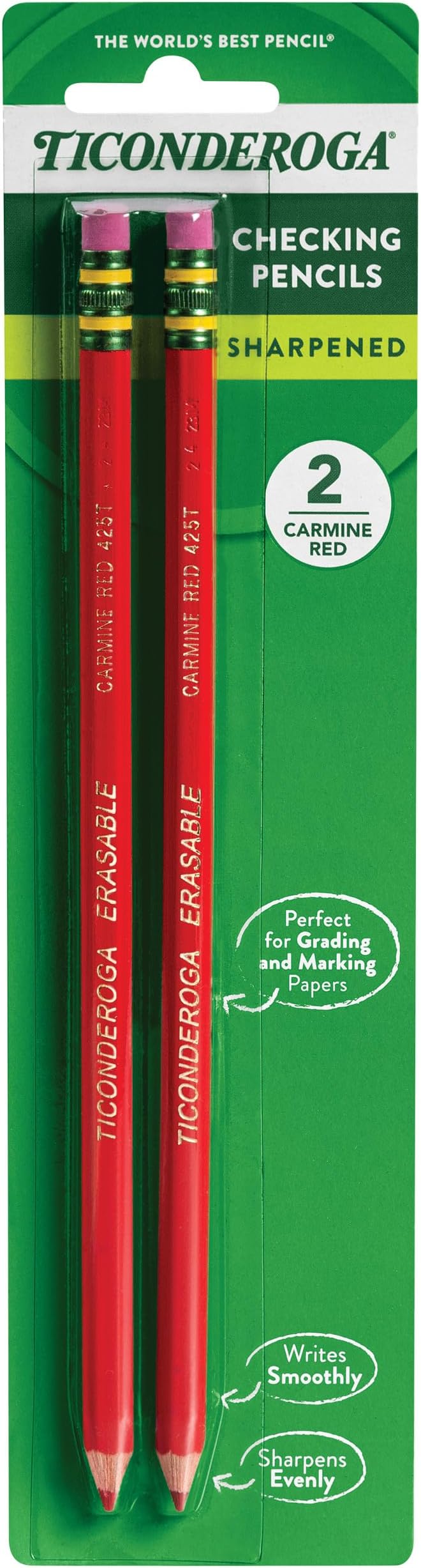 TICONDEROGA Erasable Checking Pencils, Pre-Sharpened by Ticonderoga