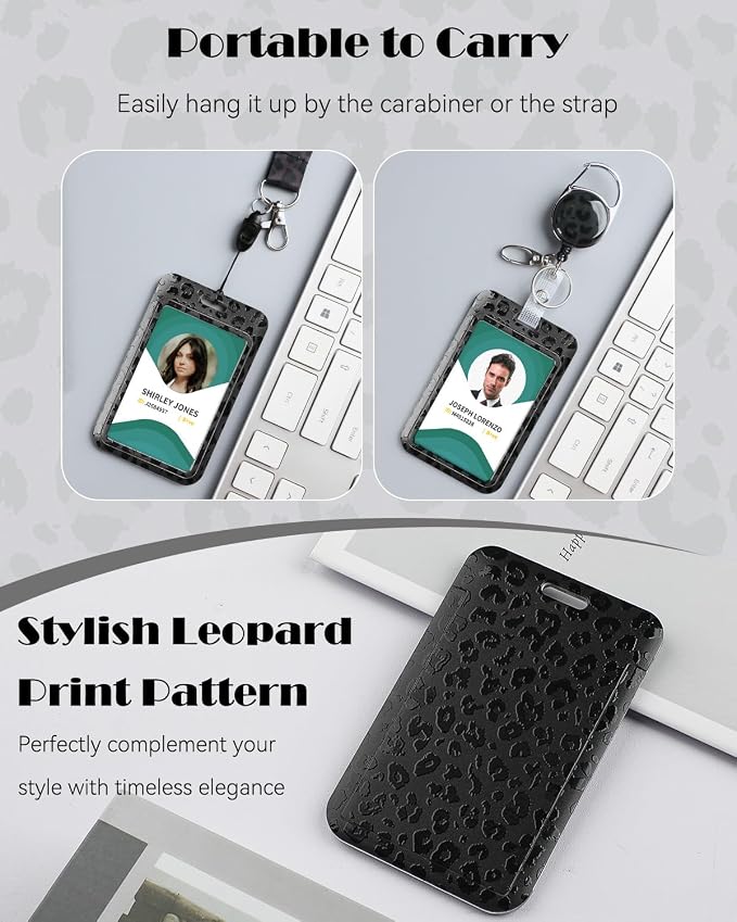 Uniclife Fashionable Sliding Badge Holder Black Leopard Print - Image 3