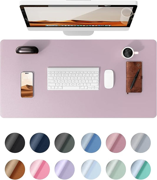 YSAGi Leather Desk Pad Protector, Office Desk Mat, Large Mouse Pad, Non-Slip PU Leather Desk Blotter, Laptop Desk Pad, Waterproof Desk Writing Pad for Office and Home (Grayish Lavender, 23.6" x 13.8")-DeskLoop Office