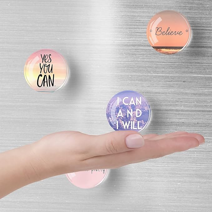12Pcs Glass Strong Magnetic Refrigerator Magnet Fridge Sticker,Motivational Fridge Magnets Decoration for Crafts,Strong Fridge Magnets for Kitchen, School,Office Whiteboard, Cabinet and Dishwasher-DeskLoop Office