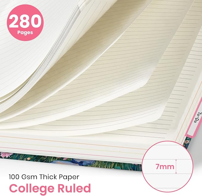 Large Lined Spiral Journal for Women Cute Hardcover 5 Subject Notebook for Work - Image 2
