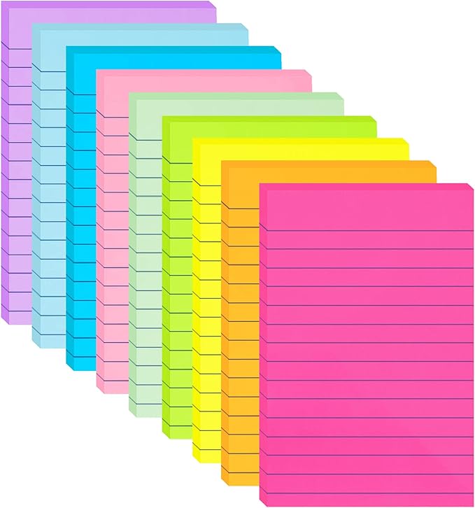 9 Pack Lined Sticky Notes 4x6 in Post Sticky Notes by HQCME