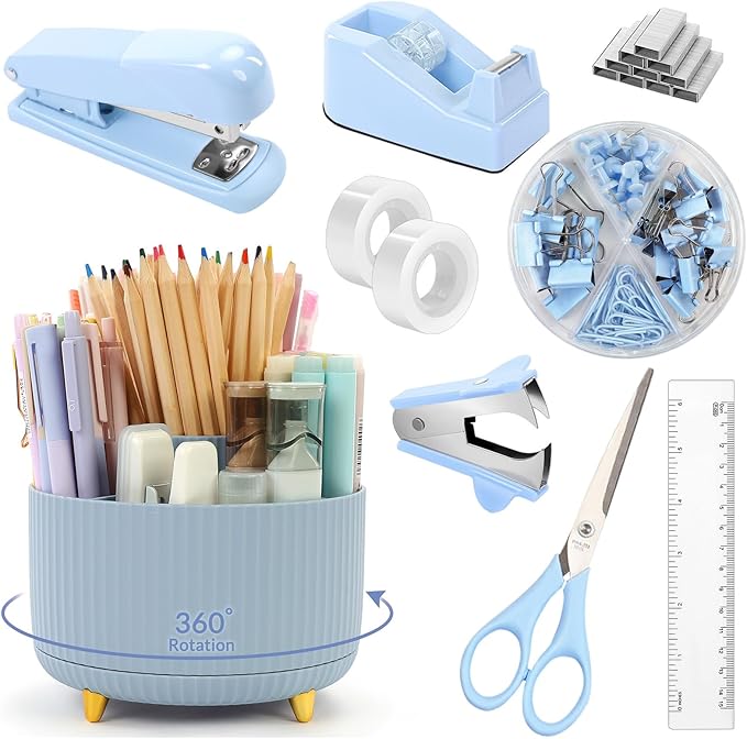 SKYDUE Desk Organizers and Accessories 10Pcs, 360-Degree Rotating Pen Holder by SKYDUE