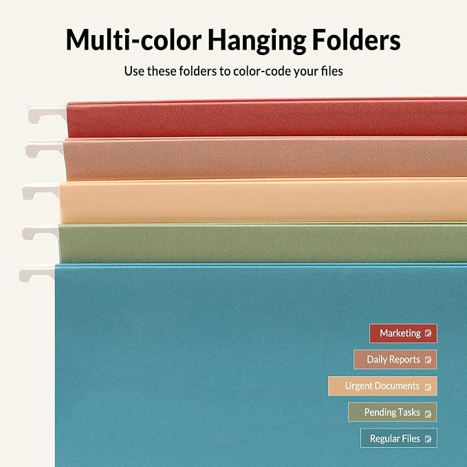 SUNEE Hanging File Folders, Retro Colors - Image 4