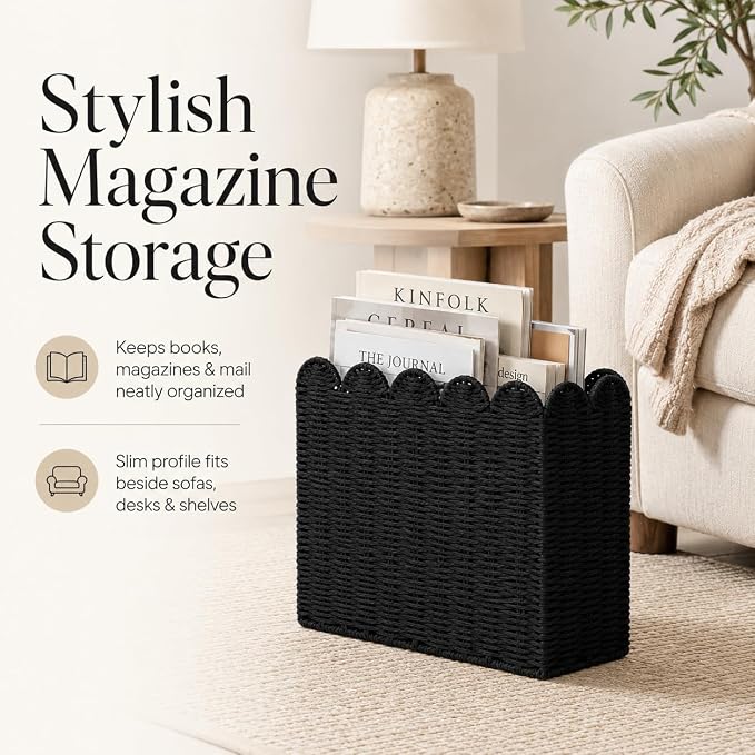 Black Paper Rope Magazine Holder - Image 2