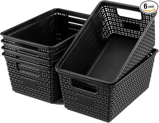 Set of 6 Baskets For Organizing, Plastic Storage Bins and Small Basket for by EasyCozyHomey