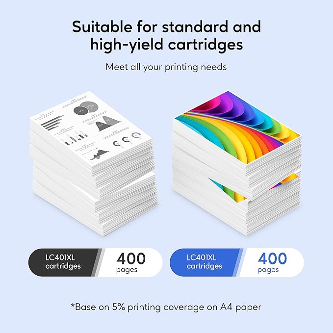 LC401XL Ink Cartridge Replacement for Brother LC401XL Ink Work with MFC-J1170DW J1010DW J1012DW Printer (Black, Cyan, Magenta, Yellow, 4 Pack)-DeskLoop Office
