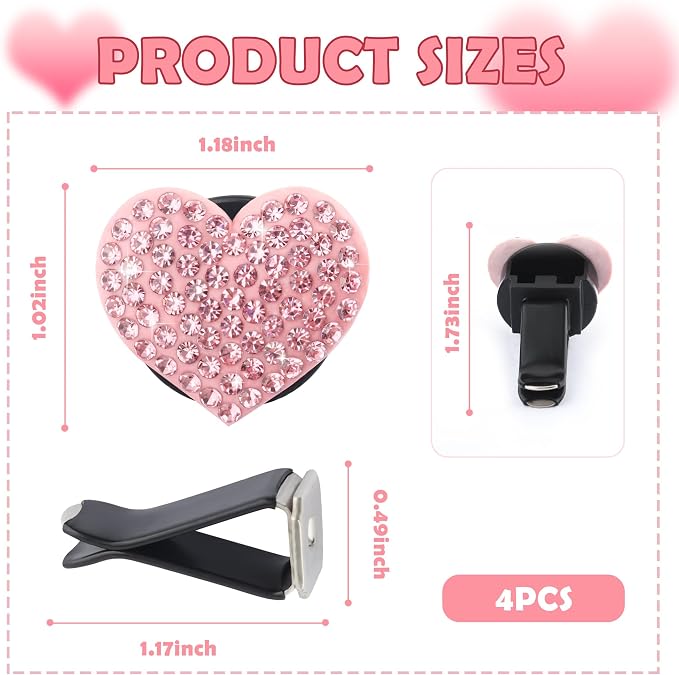 4PCS Heart-Shaped Car Vent Clips - Image 2