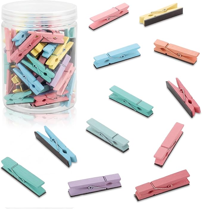 Ctosree 48 Pcs Classroom Magnetic Wooden Clips by Ctosree