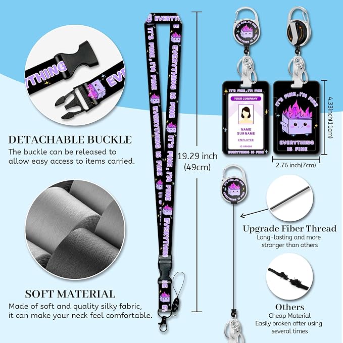 Hancynir Lanyards for Id Badges, Dumpster on Fire Badge Holder - Image 4