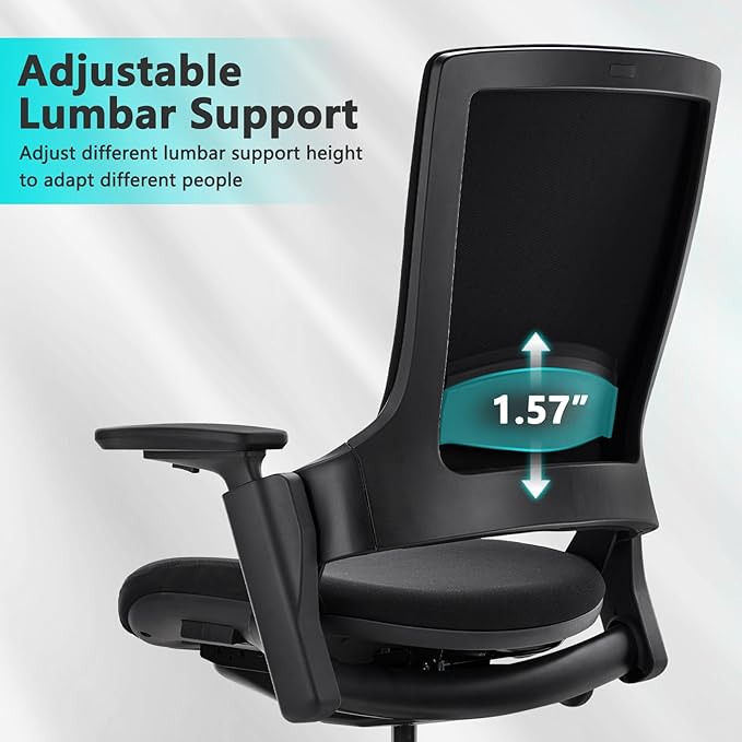 CLATINA Office Chair Swivel Executive Chair, Adjustable Ergonomic Computer Chair with 3D Armrest and Lumbar Support, Fabric Backrest Task Chair for Home Office Conference Room-DeskLoop Office