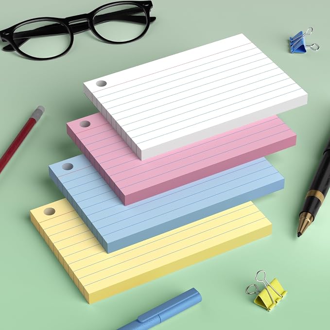 Index Cards 4x6 with Ring, 160 Sheets, Ruled Colored Flash Cards - Image 2