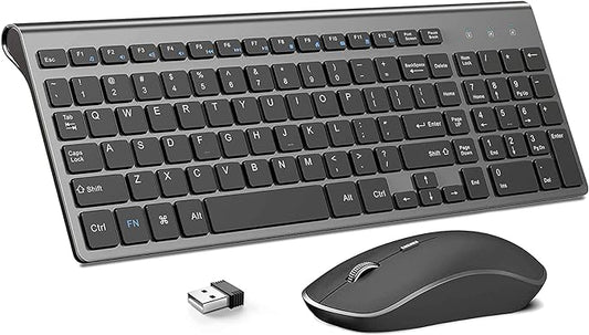 JOYACCESS Wireless Keyboard and Mouse,2.4G Ergonomic and Slim Wireless Computer Keyboard Mouse Designed for Windows, PC, Laptop,Tablet - Black Grey-DeskLoop Office