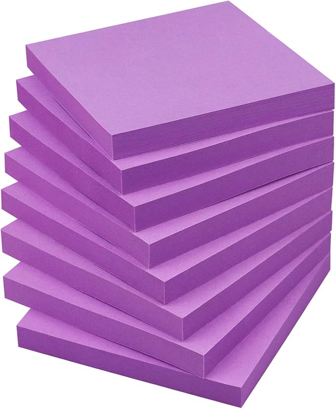 Sticky Notes 3x3 Self-Stick Notes Bright Colors Sticky Notes 8 Pads 80 Sheet/Pad by EasternWolf
