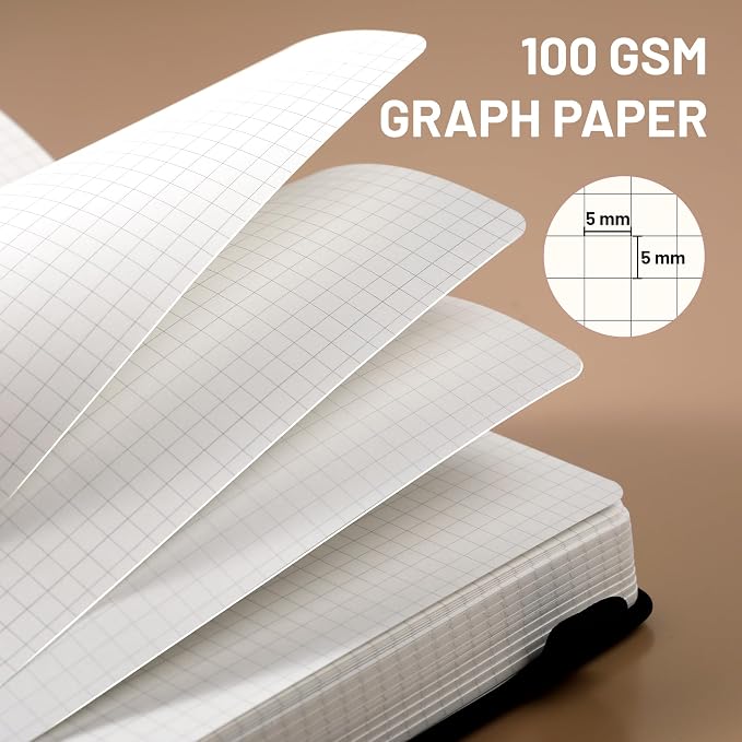 CAGIE Graph Notebook 320 Pages 100 GSM Paper Graphing Grid Journal A5 Hardcover - Image 3