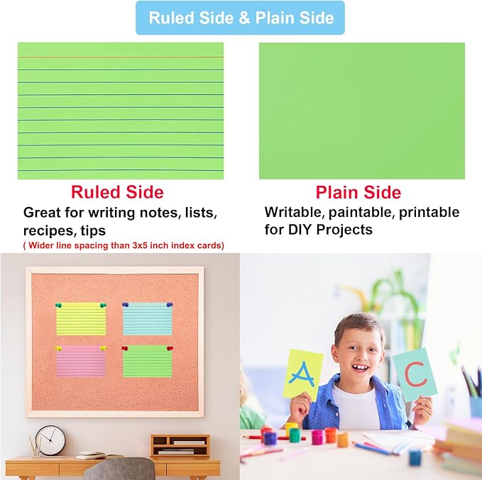 Colored Index Cards 4x6 Ruled, 160 Sheets Flash Cards - Image 5