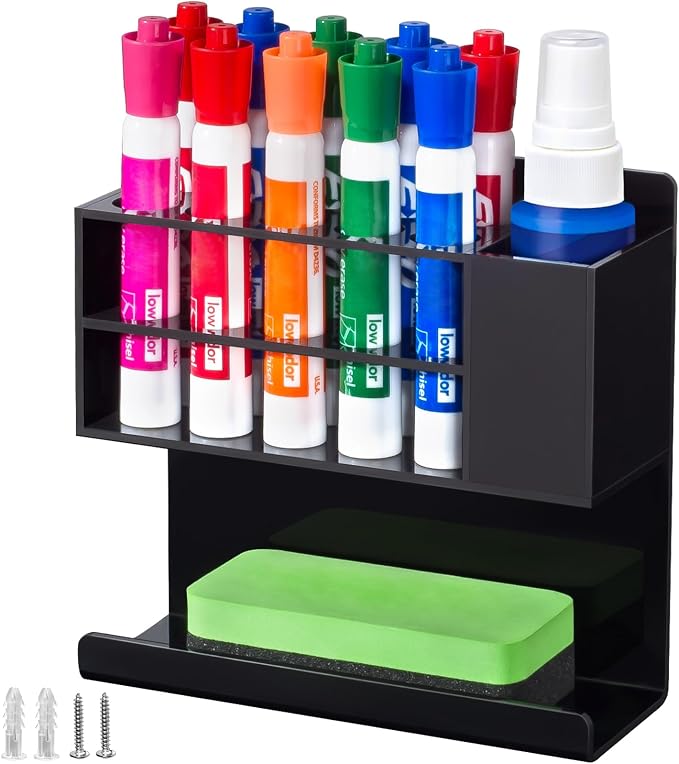 Black Magnetic Dry Erase Marker Holder by Banafich