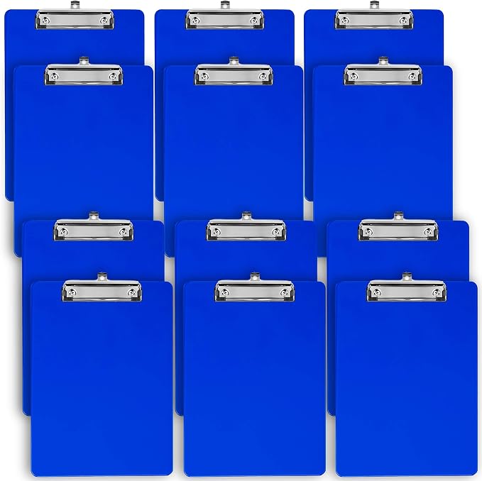 Blue Plastic Clipboard with Low Profile Clip by OfficeSolutionsDirect