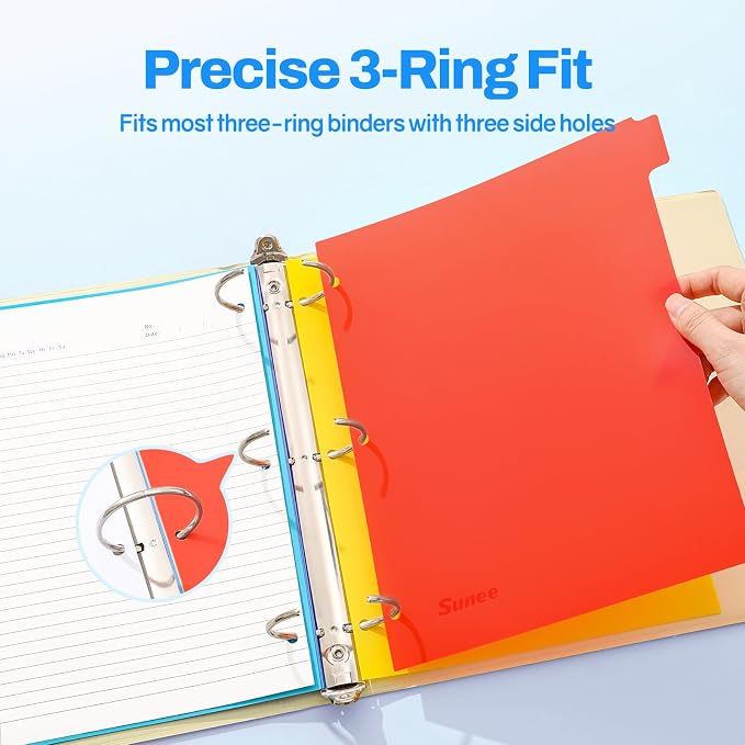 SUNEE 8 Tab Binder Dividers, Plastic Dividers - Image 3