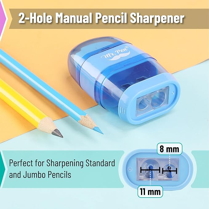 Mr. Pen- Pencil Sharpener & Eraser, 4 Pack | 2-in-1 Manual Sharpeners - Image 4