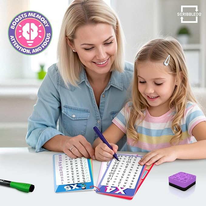 SCRIBBLEDO Dry Erase Multiplication Flash Cards Math 0-12 2nd 3rd 4th Grade - Image 2