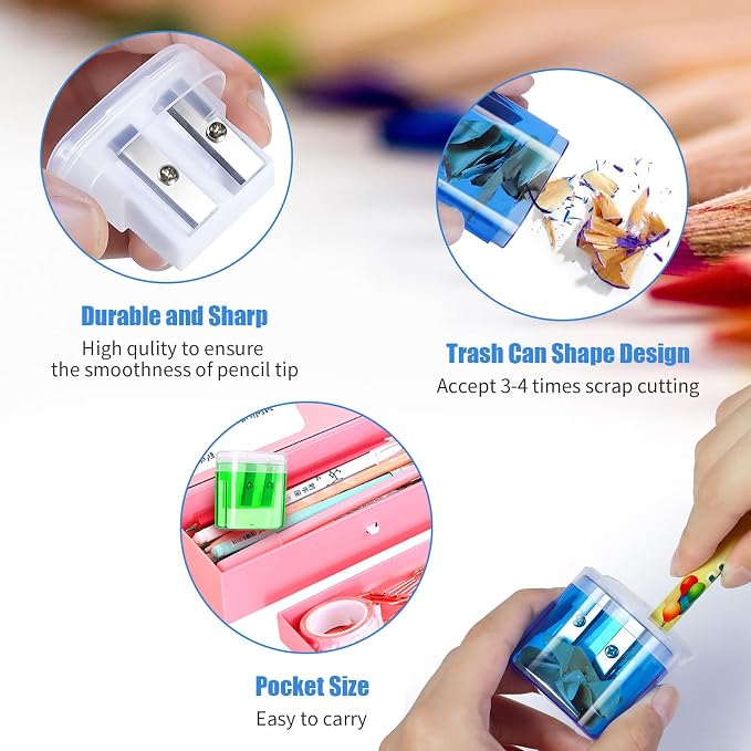OCHIDO 100 Pack Pencil Sharpeners Bulk, School Supplies Double Hole Sharpener - Image 4