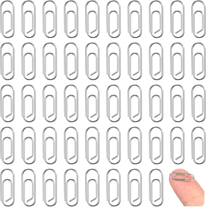 100 Pieces Metal Mini Paper Clips 0.59inches Finish Steel Tiny Journaling by Outus