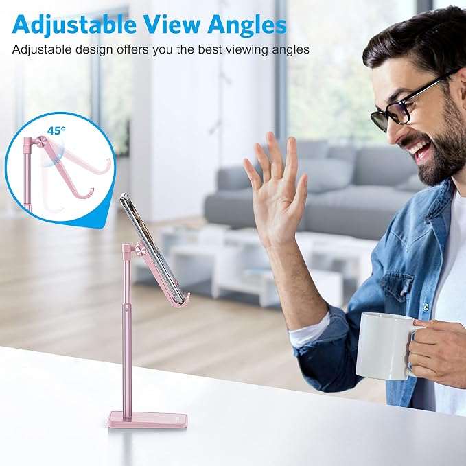 OMOTON Cell Phone Stand, Adjustable Angle Height Desk Phone Dock Holder - Image 8