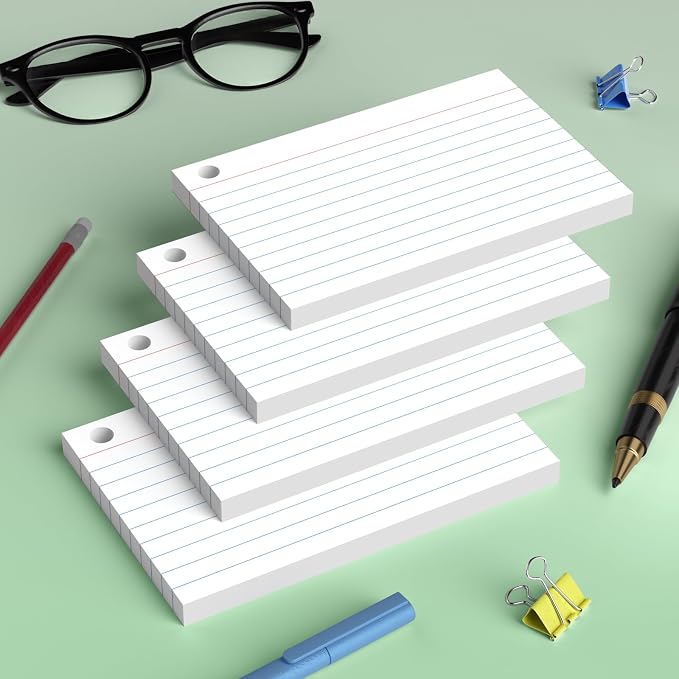 Index Cards 4x6 with Ring, 160 Sheets, Ruled White Flash Cards - Image 2