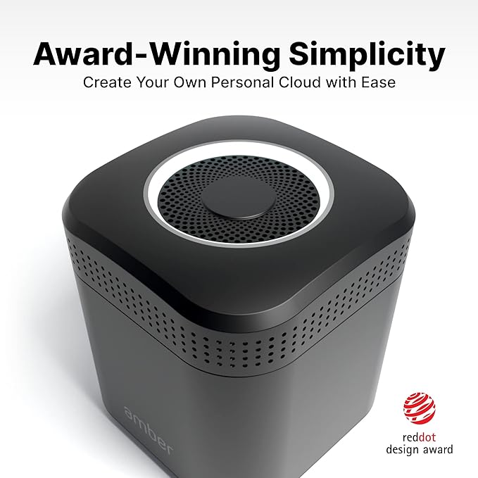 AmberPRO Personal Cloud Storage Device + AC2600 WiFi Router. Dual 1TB Hard Drives with RAID 1 or Optional 2TB with RAID 0. Plex and Home Assistant. iOS/Android/Windows/Mac Compatible. AM1211-1TB-DeskLoop Office