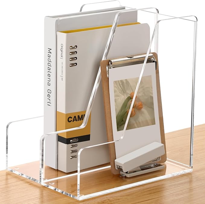 SANRUI 2-Pack Acrylic Magazine File Holder Desk Organizer Magazine Rack by SANRUI