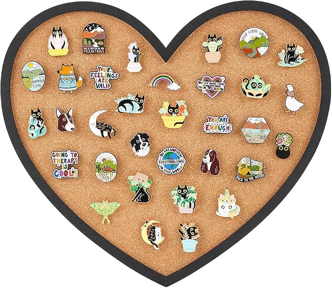 BENECREAT Pin Board Heart Cork Board Bulletin Display Board, 0.6inch Thick Wall by BENECREAT